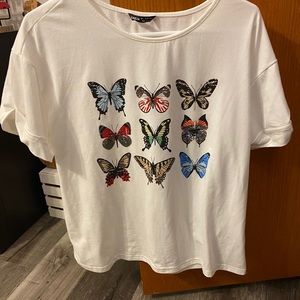 Oversized Butterfly Tee Shein